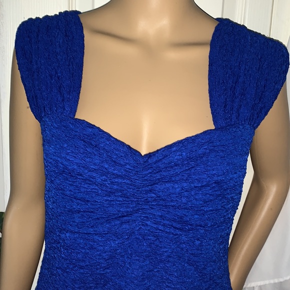 Blue long tank top with ruched straps L - Picture 3 of 13